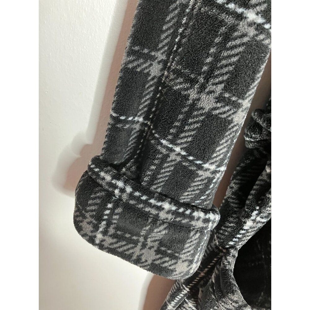 Tommy Bahama Mens Black & Gray Plaid Fleece Robe S/M - Picture 5 of 7